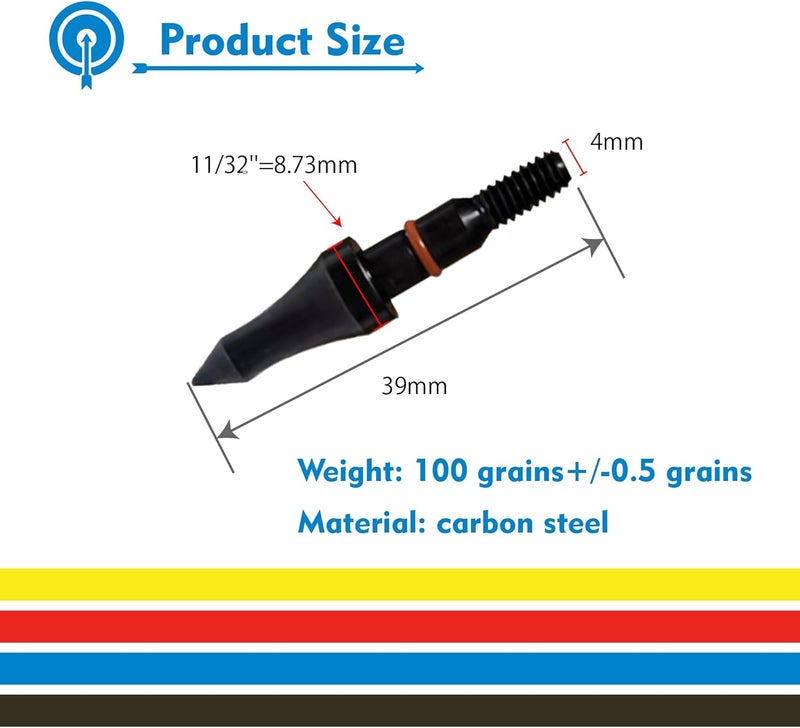 MOLFUJ 12pcs Archery Arrow Tips 100/125/150/200 Grain Field Tips 5/16 Inch Screw in Bullet Points , Archery Target Crossbow Practice Tip for Arrow Recurve Bow Compound Bow, Hunting Bow Arrow Target Practice - Image 2